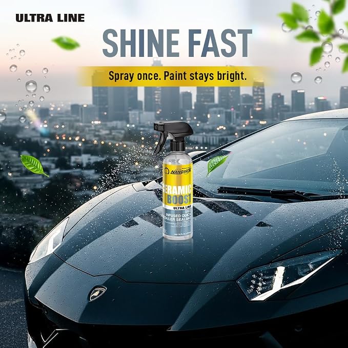 Nanoskin Ultra Line CERAMIC BOOST 55 Gallons –DIY Ceramic SiO2 Spray Sealant for Finishes and Ceramic Coatings | Proprietary (Nano SiO2) Formula | Cars, Trucks, Boats, Bikes, ATV, RV, Glass