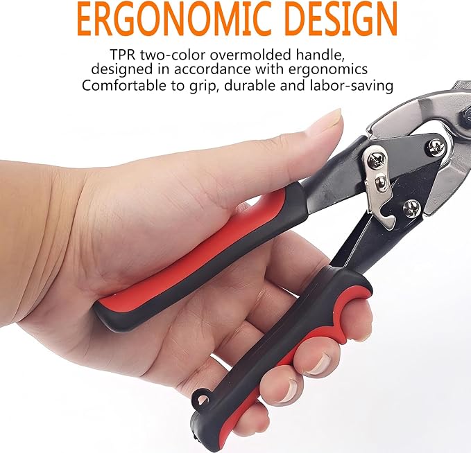 3-Piece Aviation Tin Snips Set, 10-Inch Sheet Metal Cutting Snips, Straight Left Right Cut Cr-V Steel Aviation Shears with Serrated Blades, Safety Lock and Ergonomic Rubber Grip