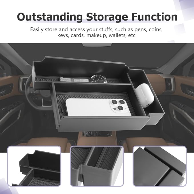 LUWU 2025 2026 Pathfinder Center Console Organizer Compatible with 2022 2023 2024 2025 2026 Nissan Pathfinder SL/Platinum/Rock Creek Accessories Armrest Console Organizer Armrest Insert Tray Black