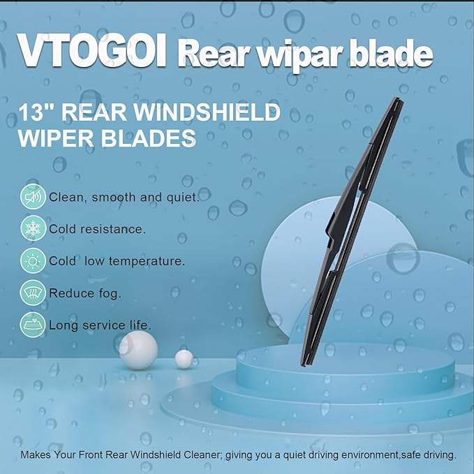 VTOGOI Original Factory Quality Rear Windshield Wiper Blades Replacement For Hyundai Santa Fe 2013-2018,Kia Sedona 2015-2021,Easy To Install 13"(Pack of 1)
