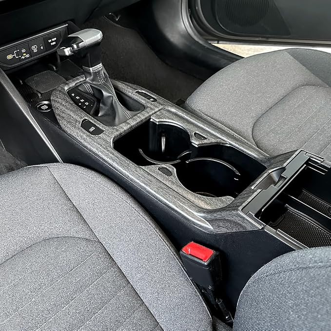Car Center Console Gear Shift Panel Cover & Water Cup Holder Frame Trim - Compatible with KIA K4 2024-2026 Accessories-Wood