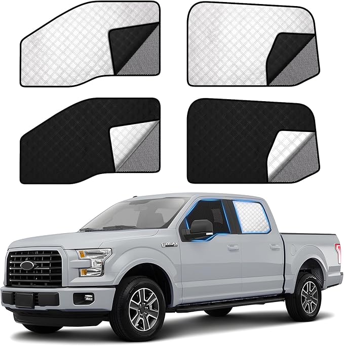 ZATOOTO Car Window Shades for Ford F-150 2015-2020, Double Layer Blackout Privacy Shades with Breathable Mesh Screen Reversible F-150 Window Cover Design Privacy & UV Protection for Travel Trip Camp