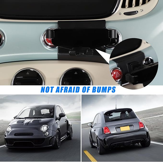 HAPPYHORSE Car Phone Mount Compatible with Fiat 500 2016-2023，Car Center Console Mobile Phone Bracket Phone Holder Phone Mount Mount with Self-Adhesive Base Accessories (Style B)