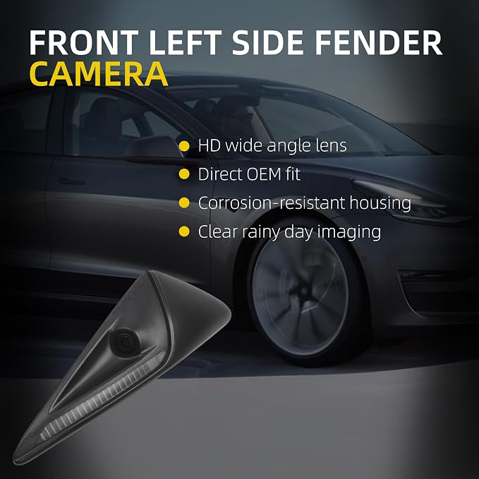 Dasbecan Front Fender Camera Compatible with 2017-2023 Tesla Model 3 2020-2023 2024 2025 Model Y Repeater Camera Left Driver Side Replace# 1125106-50-J 1125106-50-G