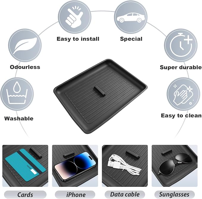 SKTU for 2026 Jeep Cherokee Wireless Charging Mat 2026+ Jeep Cherokee (Base/Laredo/Limited/Overland) Center Console Non-Slip Pad 2026 Cherokee Accessories 2026 Cherokee Rubber Console Mat Durable