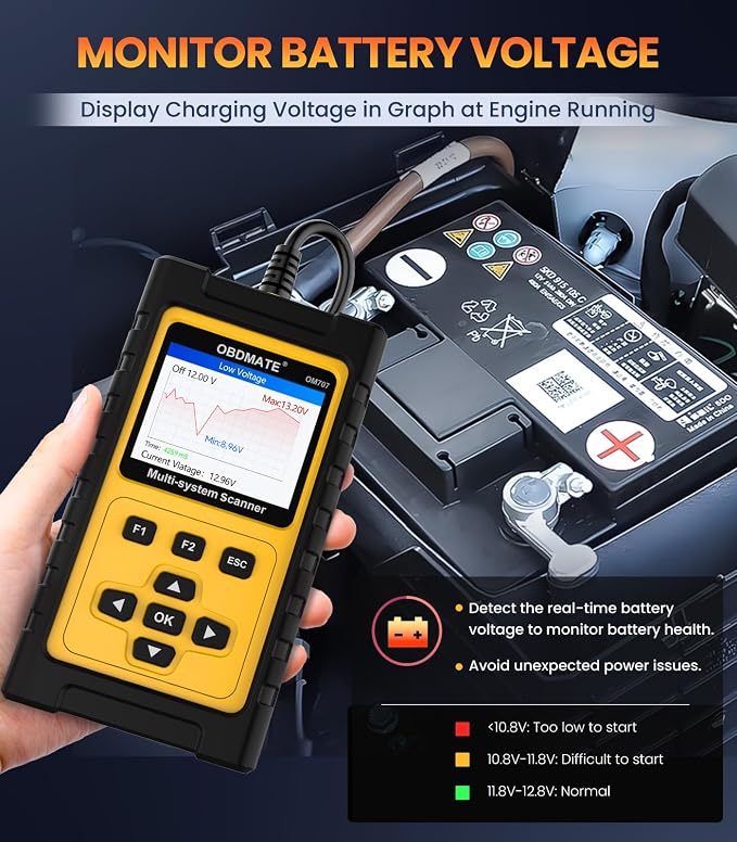 OBD2 Scanner for Honda Acura, OBDMATE OM707 Full Systems Diagnostic Tool with 15 Reset Services Auto VIN, Battery Test, One-Key I/M Readiness, No Subscriptions Lifetime Update
