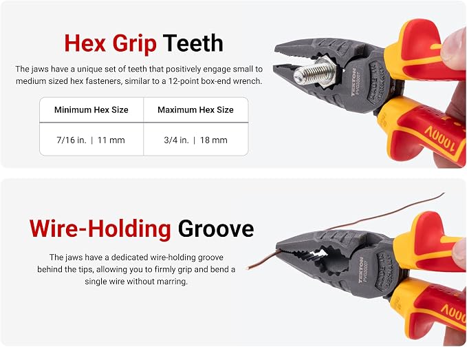 TEKTON 7 Inch Insulated Combination Pliers | PVG30007
