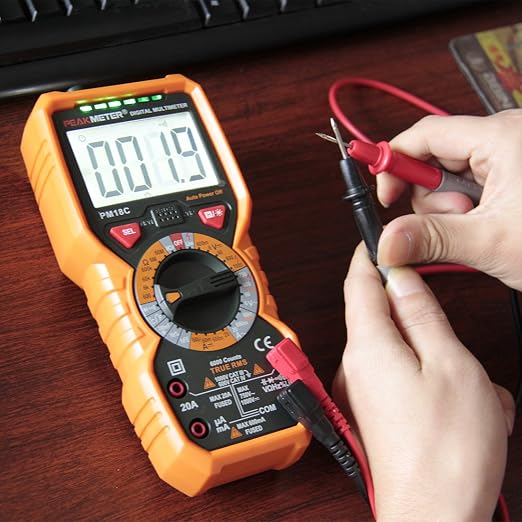 PM18C High Performance Digital Multimeter with AC/DC Voltage, Current Measurement Electrical Tester with 6000 Counts Orange Cover