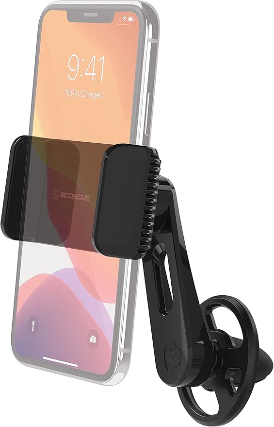 Scosche VP2M-SP Universal Freeflow Vent/Dashboard Phone Holder for Car, 2-in-1 Portable, Adjustable Non-Magnetic Mobile Device Stand with 360° Rotation, Vent Clips and Quick Grip Universal Mount Head