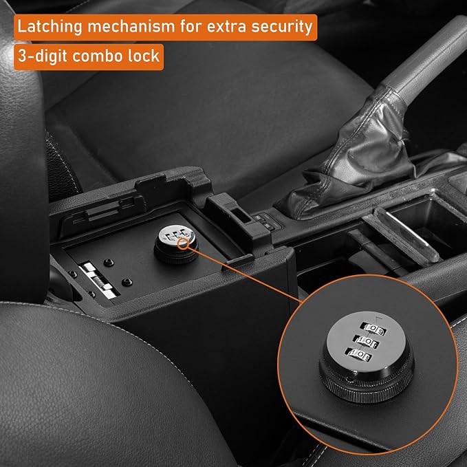 Hooke Road Crosstrek Center Console Safe Lockbox Insert Armrest Storage for 2013-2017 Subaru XV Crosstrek, Heavy Duty Black Steel Password Lock Box Vault