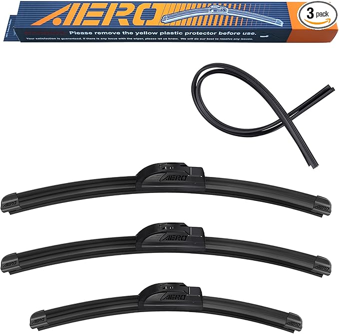 AERO Wipers Replacement for Toyota Land Cruiser 1999-1998, 20"+20" Front + 16" Rear, Premium All-Season Windshield Wiper Blades with Extra Squeegee Refills + 1-Year Warranty (Set of 3)