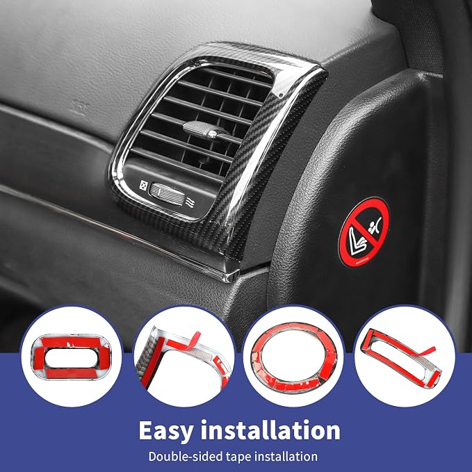 Carbon Fiber 16PCS Full Set Interior Trim Kit Compatible with 2014-2021 Jeep Grand Cherokee,Dashboard Panel Side Outlet Decorative Cover