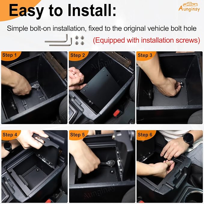 Car Center Console Lock Safe Box Armrest Storage Compatible with Toyota Tacoma 2016-2023 Center Console Lock Box Armrest Security Organizer Tray Vault with 3 Digit Combo Password Insert Accessories