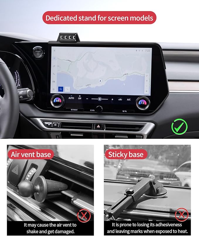 Wireless Charging Car Phone Holder for Lexus RX/RX Hybrid RX350/RX350h/RX450h/RX500h 2023-2026, 14" Screen Fixed Clip, 360° Rotation Car Phone Mount Compatible with MagSafe