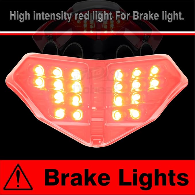 Taillight - Integrated LED Tail Brake Turn Signal Light Compatible with DUCATI 848 EVO 1098 1199 2007 2008-2014 (Black)