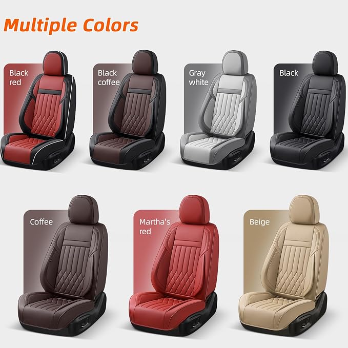 Universal 5-Seater Waterproof Breathable Nappa Leather Car Seat Covers Full Set, Compatible with Hyundai Tucson Sonata, Jeep Renegade, Honda HR-V, Fit Front Rear Seats Most Sedans SUV Black Brown