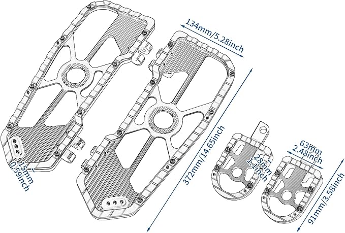 Motorcycle Floorboards Set Driver Front Footboards and Rear Passenger Foot Pegs Kit Offroad MX Style Fit for Harley Touring Road King Road Glide Electra Glide Street Glide (Yellow Edge)