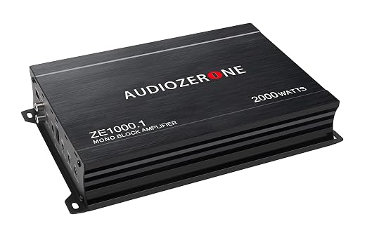 AUDIOZERONE Car Audio Amplifier ZE1000.1 2000W Monoblock Class D MOSFET Subwoofer Audio, 1-4 Ohm Stable, Low Pass Crossover, Mosfet Power Supply, Stereo
