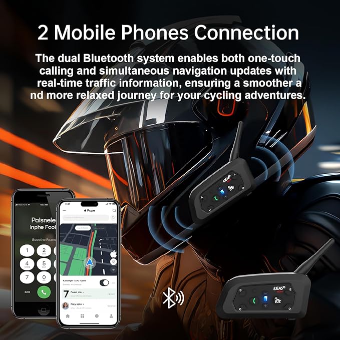 Novamente V6 Pro+ Motorcycle Helmet Bluetooth Intercom Headset, Up to 6 Riders 2-Way IP65 Waterproof Wireless Motorbike Communication System for Dirt Bike/ATV/Off Road, 1 Pack