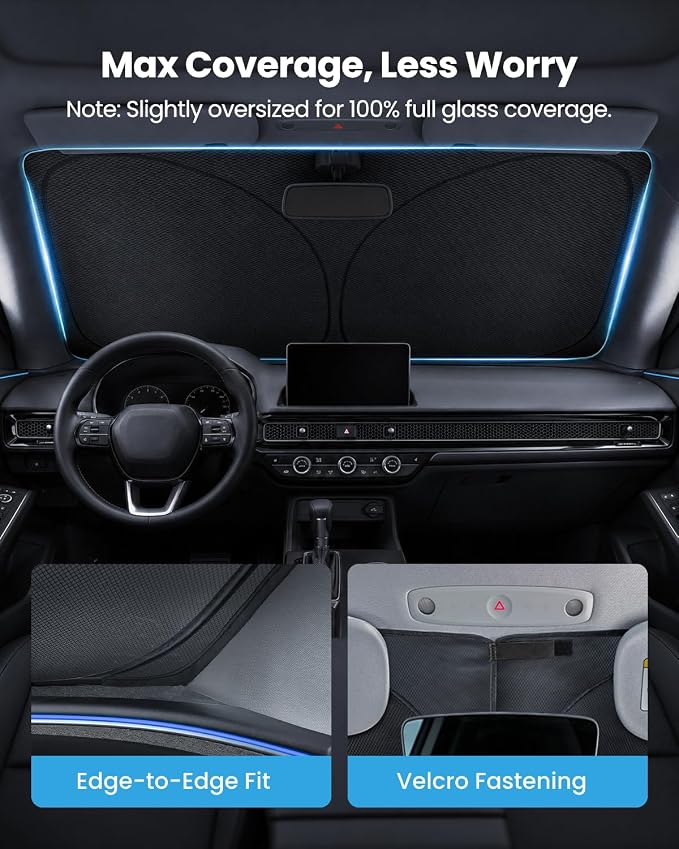 REEVAA 2026 3rd Pro Windshield Sunshade for 2022-2026 Honda Civic | Dual-Layer Heat & Sun Defense, OEM Design | Foldable Sun Shade Car Accessories with Storage Bag