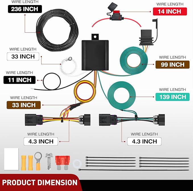 Nilight 4 Pin Trailer Wiring Harness Kit 56478 Vehicle Standard 4 Way Connector Custom for 2014 2015 2016 2017 2018 2019 2020 2021 2022 2023 2024 Ram ProMaster 1500 2500 3500 Simple Fit Tow Hitch
