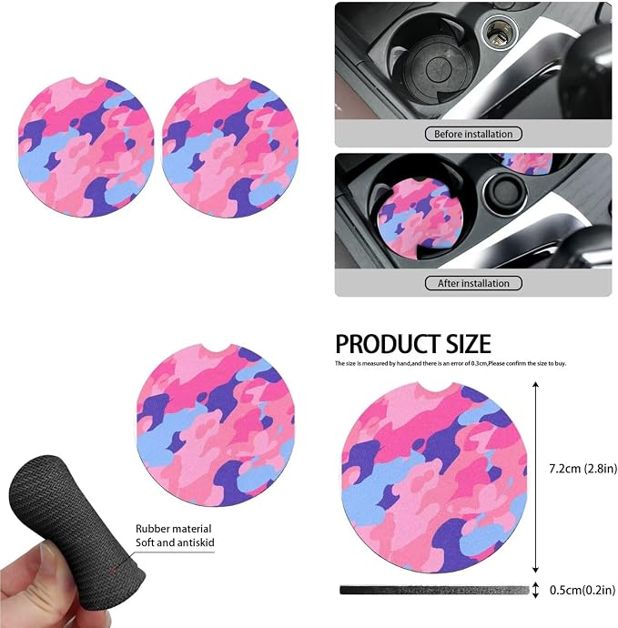 Camouflage Car Seat Covers Set of 13, Rainbow Camo Steering Wheel Cover Armrest Cover Seatbelt Covers Cup Mats, Modern Minimalism Easy to Install Car Seat Cover