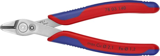 KNIPEX Electronics Super Knips XL (5.5-Inch), Blue and KNIPEX Long Nose Pliers With Cutter (2612200), Multi-Colour, 8 inches Bundle