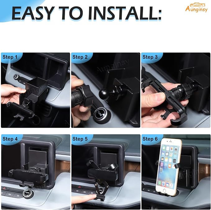 Aunginsy Car Hidden Screen Drawer Organizer with Phone Holder Compatible with Ford Maverick 2022-2024 Center Console Multimedia Display Right Side Panel Storage Box Truck Dash Cubby Insert Accessories