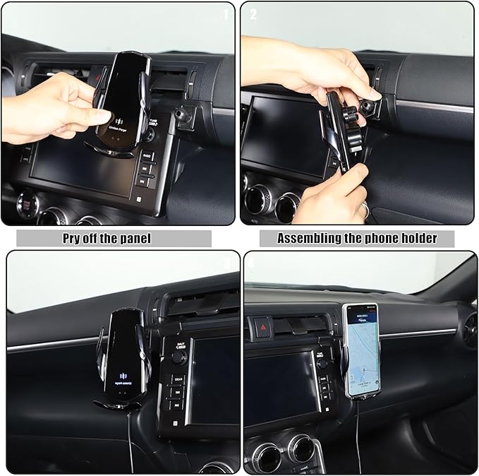 HAPPYHORSE Car Phone Mount Compatible with Toyot@ 86/Subaru BRZ 2022-2024 Car Central Control Right Side Mobile Phone Bracket Phone Holder Phone Mount with Self-Adhesive Base Accessories (Type D)