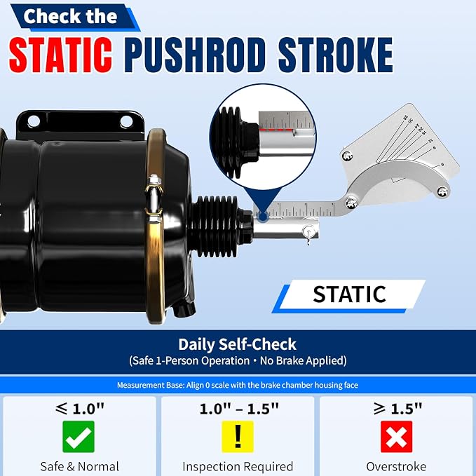 Craimil Brake Chamber Identification Tool, Air Brake Stroke Gauge, Fits Type 6-36 Clamp Chamber, Accurate Measurement, Labor Saving Design for Truck Drivers & Repair Staff, Silver