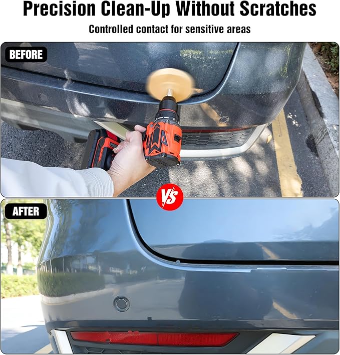 Eraser Wheel Decal Remover Tool Kit, 4" Solid Rubber Eraser Wheel for Drill with Razor Blade Scrapers, Professional Adhesive Pinstripe Sticker Remover for Cars, Trucks, RVs