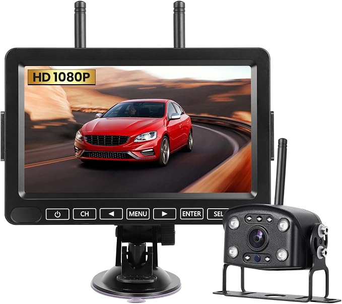 Wireless Backup Camera With 7" Monitor, RV Back Up Camera System 1080P With Video Recording, Night Vision Rear View Cameras Split Screen for Furrion RVs Car Truck Trailer Pickup Van