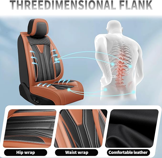Fit Escape Car Seat Covers Premium Leather for Ford Escape 2010-2025 2026. Waterproof， Anti-Slip, Scratch-Resistant & All-Weather Seat Cushion Protector (2 Front Seat, Brown&Black)