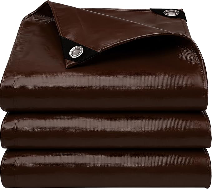 Tarps Heavy Duty Waterproof, 16 Mil Large Tarps with Grommets, UV Resistant and Tear&Fade Resistant, Brown Heavy Duty Tarps for Outdoors Patio Camping, 10 * 10FT