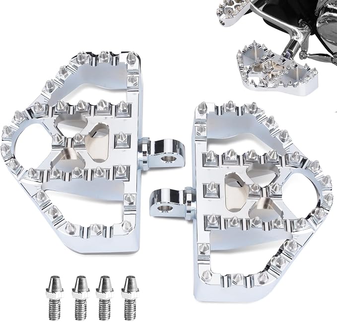 Goldfire 360° Roating MX Chopper Bobber Style Foot Peg Front Pegs Footrests MINI Floorboards Highway Pegs Fits for Motorcycle Harley Electra Glide Softail Dyna Chopper Sportster 883 (Chrome)