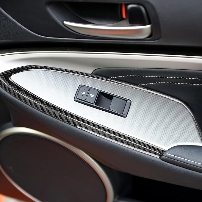Soft Carbon Fiber Car Interior Window Lift Frame 4/Piece Decorative Sticker for Lexus RC300 350 200T 15-24 Carbon Fiber Interior Accessories