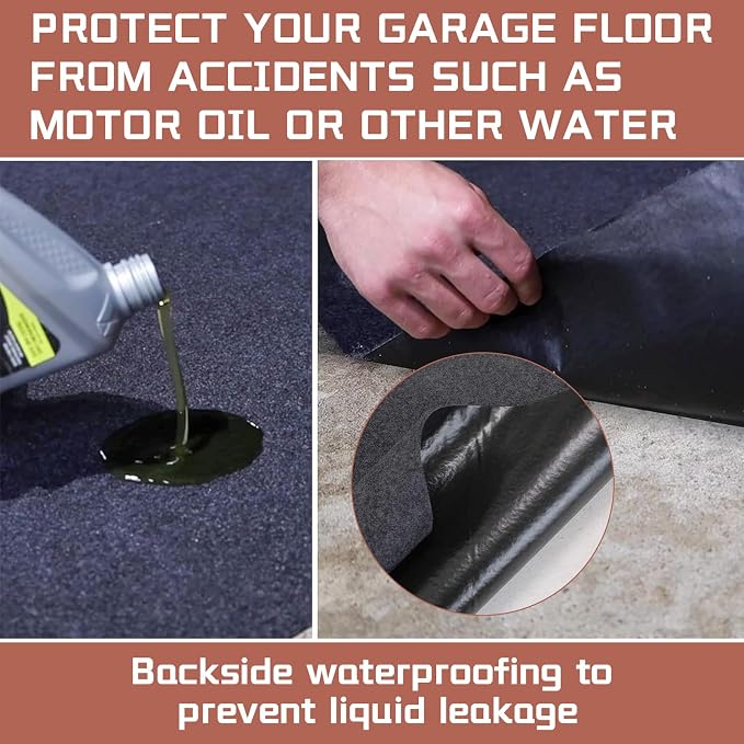 Garage Mats Oversize Garage Floor Paking Mat for Under Car, 7.4 x 17 Ft Non-Slip Gray Garage Flooring Carpets, Absorbent Oil Garage Parking Mat, Waterproof Mats