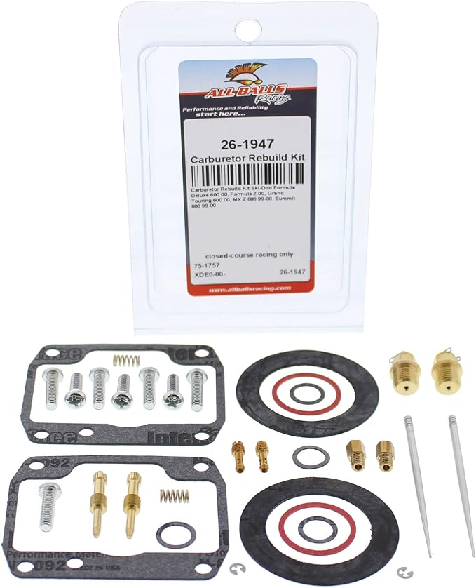 All Balls Racing 26-1947 Carburetor Rebuild Kit Compatible with/Replacement For Ski-Doo Formula Deluxe 600 2000, Formula Z 2000, Grand Touring 600 2000, MX Z 600 1999 2000, Summit 600 1999 2000
