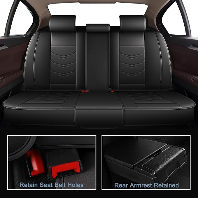 Car Seat Covers Fit for Jeep Renegade 2015-2025 Full Set Luxury Leather Seat Cushion Waterproof Automotive Seat Protectors(5 Seat,Black)