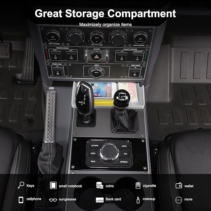 Gear Shift Center Console Front Tray Organizer Compatible with INEOS Grenadier 2020-2024, Center Console Organizer Insert Tray Accessories (Gray)