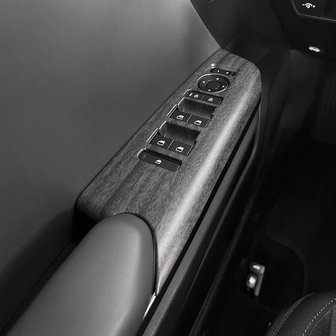 Car Interior Window Switch Panel Cover Side Door Glass Lock Control Button Cover Compatible with Kia K4 2025 2026 Accessories (Wood Grain Style)