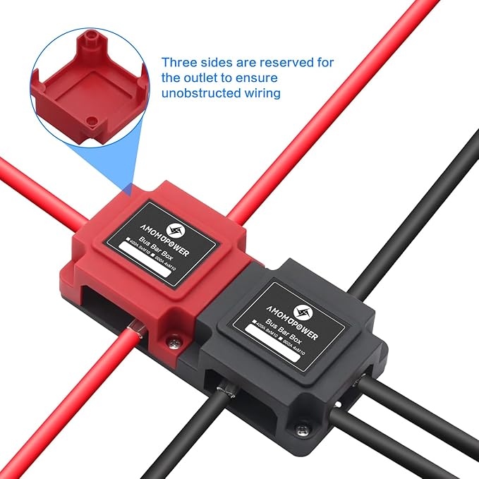 600A Bus Bar 12V Waterproof Power Distribution Block with 4 x M10(3/8") Terminal Studs Heavy Duty Marine Bus Bar Module Design for Automotive RV Car Marine Truck Boat