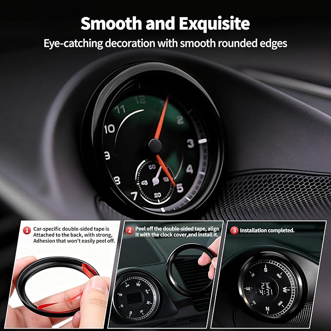 4PCS Center Console Storage Mat, Wireless Charging Silicone Mat, Full‑Wrap Cup Holder Inserts & Dashboard Center Clock Surrounding Compass Cover for 2024 2025 2026 Porsche Cayenne Accessories
