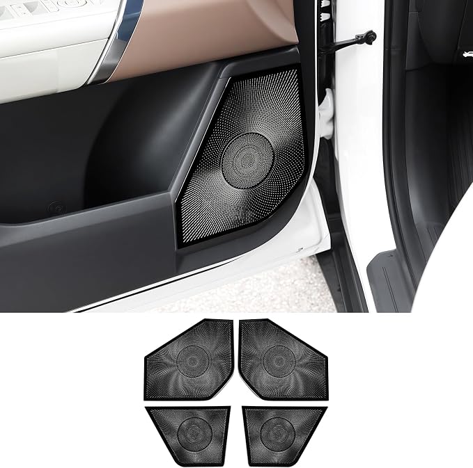 Stainless Steel Car Door Speaker Cover Car Interior Chrome Car Door Speaker Decor Cover Set Compatible with Kia SELTOS 2027 Accessories(Black)