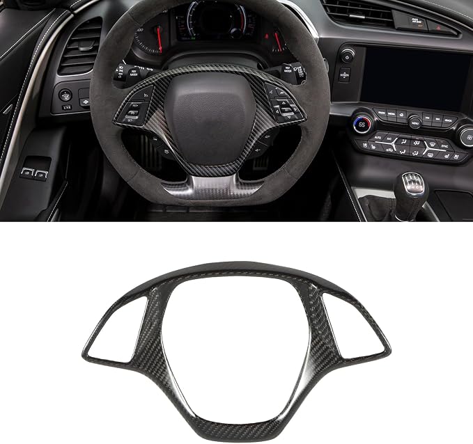 Real Carbon Fiber Steering Wheel Cover Compatible with Corvette C7 2014–2019