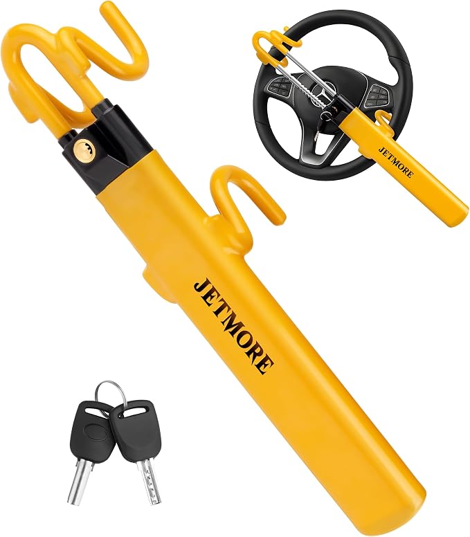 JETMORE Steering Wheel Lock Anti Theft Car Device with Adjustable Design Car Lock in Compatibility Car Wheel Lock with Reinforced Steel Car Anti Theft Device with Tamper-Proof Bolts