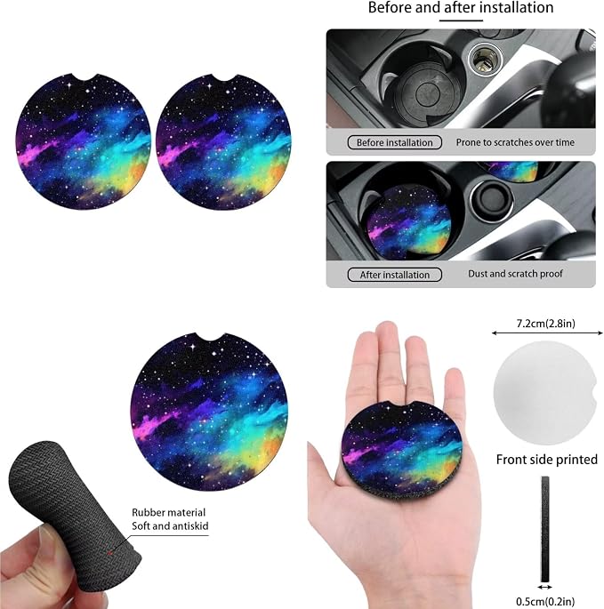 Starry Sky Car Seat Cover Full Set Colorful Galaxy Universe Outer Space Painting 13 Pcs Print Front/Rear Split Bench Protection Universal Fit for Auto Truck Van SUV