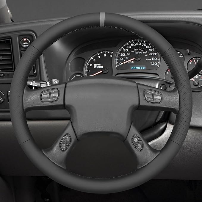MEWANT Steering Wheel Cover for Chevy Silverado 1500/2500/3500 2003-2006 / Silverado 1500 2500HD 3500 Classic 2007 / Trailblazer 2002-2009 Hand-Stitched Steering Wheel Wrap