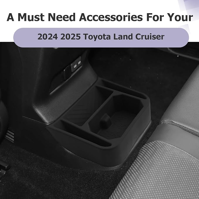 LUWU Center Console Organizer for 2024 2025 2026 Toyota Land Cruiser Accessories Armrest Storage Box Tray Rear Seat Organizer Insert Tray Silicone Material Land Cruiser 250 2025 2026 Accessories