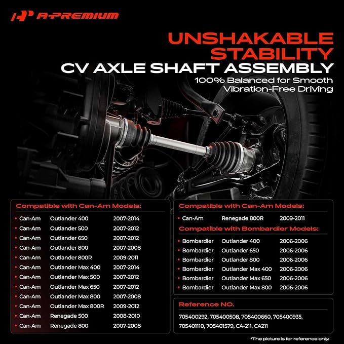 A-Premium Front Right Passenger Side CV Axle Shaft for Bombardier & Can-Am | Compatible with Outlander (Max) 400/650/800 & Outlander (Max) 400/500/650/800/800R Renegade 500/800